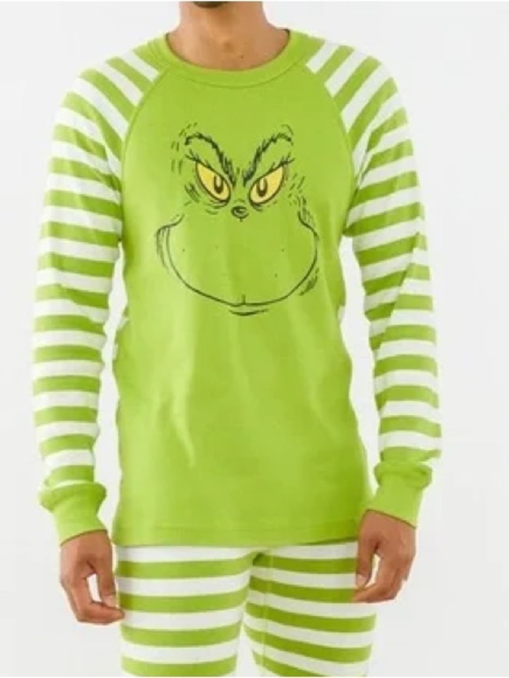 Hanna Andersson Grinch Striped Organic Cotton Adult PJ Pajama Top